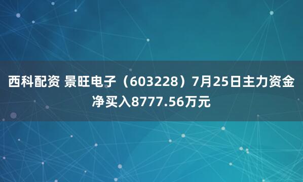 西科配资 景旺电子（603228）7月25日主力资金净买入8777.56万元